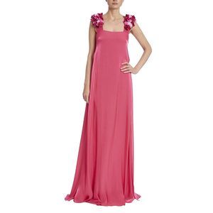 Beaded Flower Strap Maxi Gown